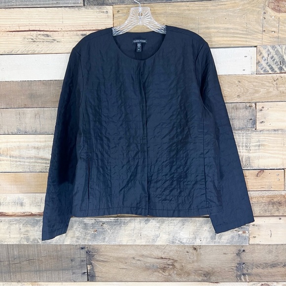 Eileen Fisher Smooth Silk Quilted Jacket Size Small Black - Picture 2 of 9